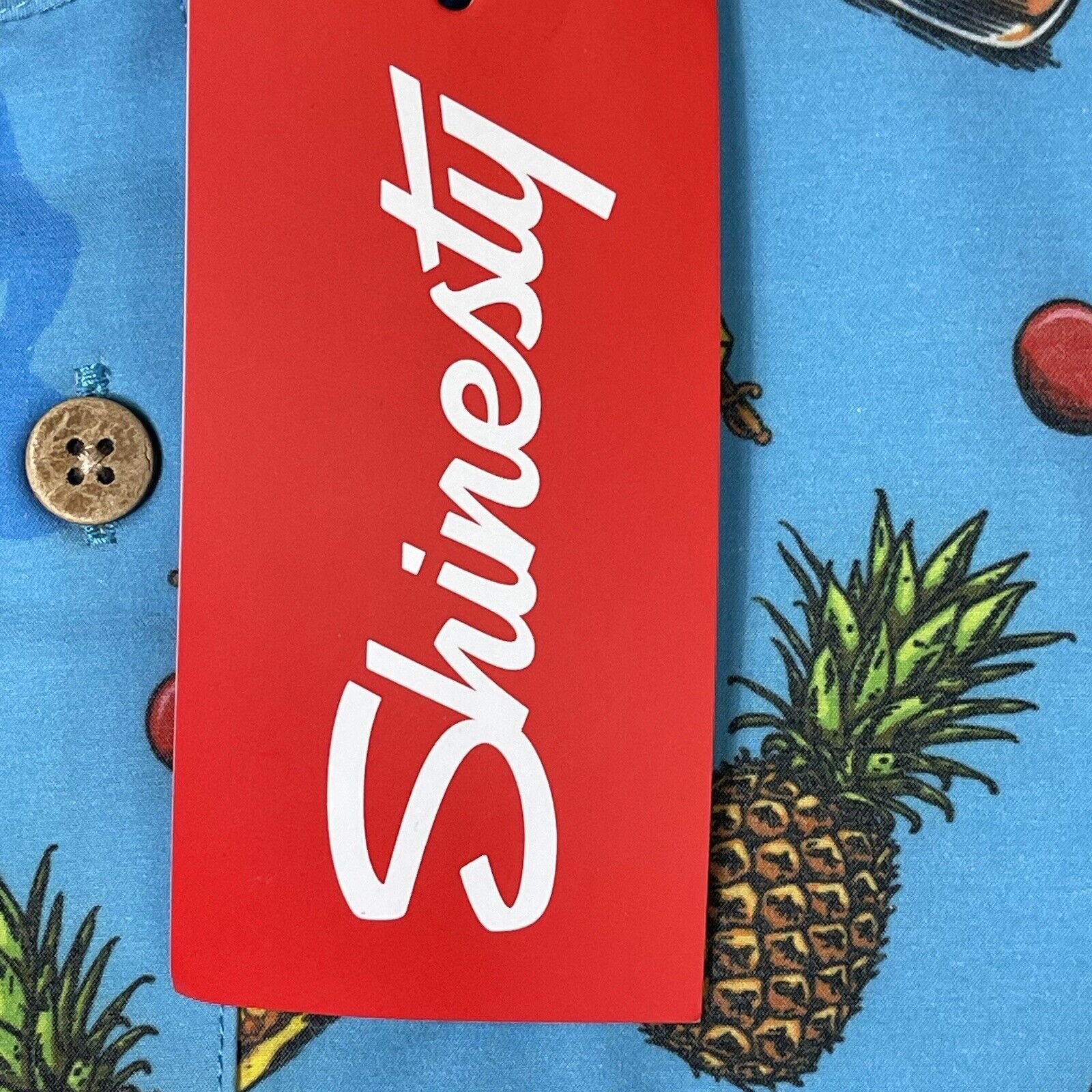 Shinesty Shirt Men Large Blue Captain Morgan Pineapple Hawaiian Adult Nwt — image 5 of 8